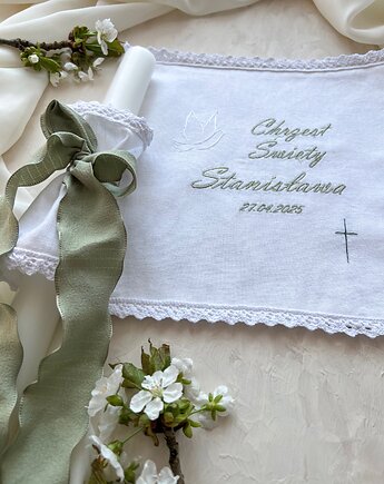 Haftowana szatka z okazji Chrztu świętego, haft. made