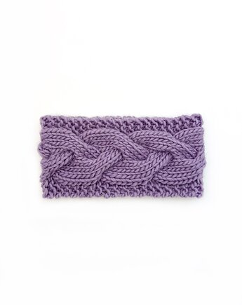 Wełniana opaska warkoczowa pastelowy fiolet, Holy Alpaca Knit