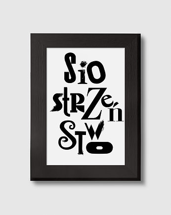 Siostrzeństwo grafika typograficzna w drewnianej ramce A5, 11 Seconds Studio
