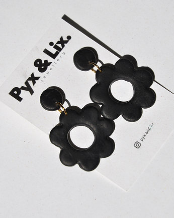 Kolczyki długie czarne kwiaty, Pyx & Lix