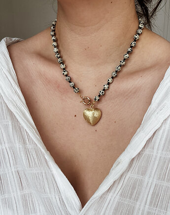 Naszyjnik Jaspis Dalmatyńslki  i Onyks Serce, Chmolowska Jewellery