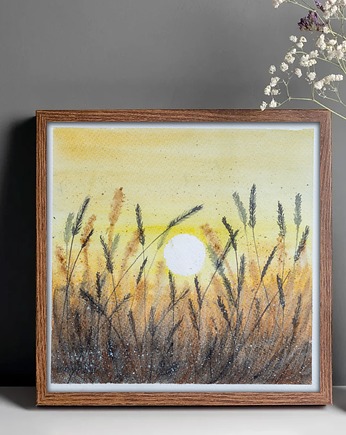 Oryginalna akwarela. Zachód słońca23x23cm, Malgorzata Domanska