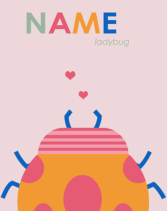 Personalizowana grafika/obraz  Ladybug z Twoim imieniem, Monkey Machine