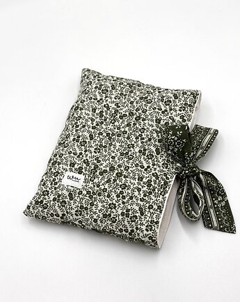 Otulacz na książkę Zielone kwiatuszki, wu handmade
