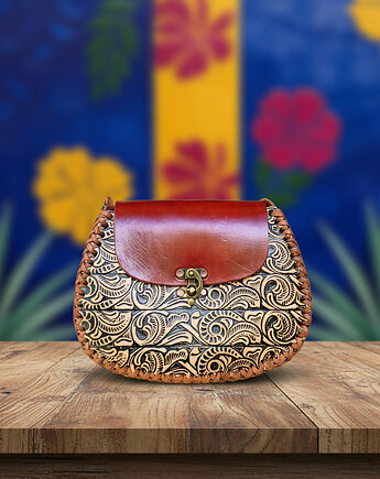 Torebka skórzana Rala kwiaty ręcznie robiona, SempreArte