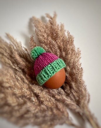 Czapeczka z pomponem  na jajka wielkanocne  - 1 szt., Kocie Motki