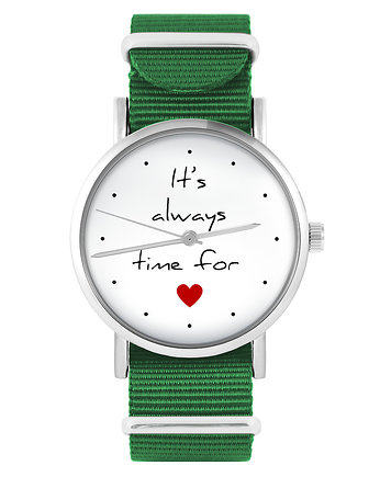 Zegarek - Time for love - zielony, nylonowy, OSOBY - Prezent dla męża