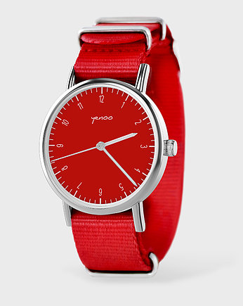Zegarek - Simple elegance - czerwony, nato, OKAZJE - Prezenty na 18 dla chłopaka