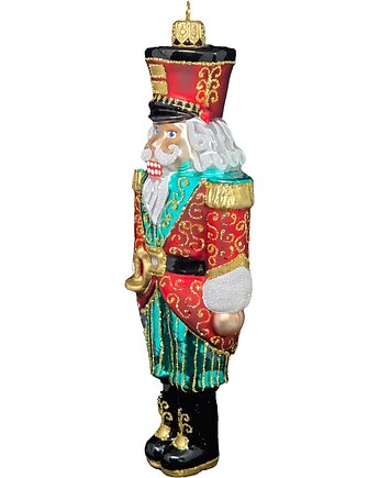 Ręcznie malowana bombka szklana czerwono-zielony dziadek do orzechów, STARGLASS