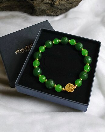 Zielona bransoletka : drzewo życia : zielony jadeit i hematyt, kaktusia