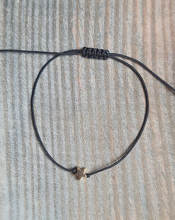 Złocona bransoletka STAR gwiazdka na sznurku czarny, COCONUT