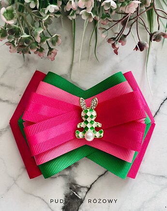 Brosza  Wielkanocna z Zajączkiem WIOSNA, Pudrowy Różowy