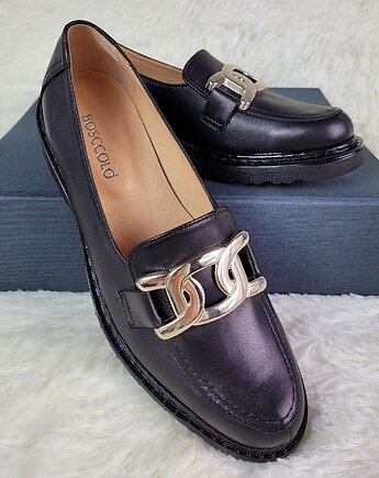 Mokasyny Skórzane czarne  (7139), BOSCCOLO