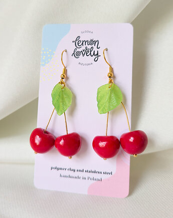 Wisienki kolczyki wiśnie cherries złote, Lemon Lovely