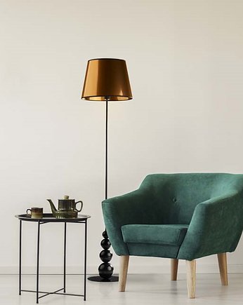 Nowoczesna lampa stojąca w stylu loft LIZBONA MIRROR czarno-miedziana, LYSNE