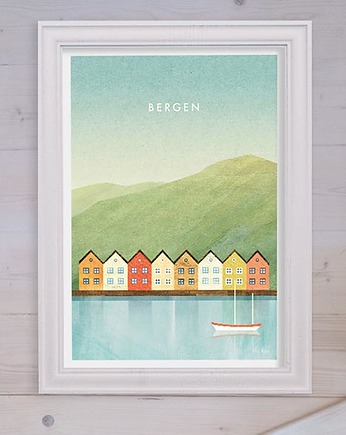 Bergen - Norwegia - plakat 50x70 cm, minimalmill