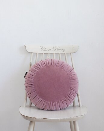 Dekoracyjna różowa poduszka vintage welurowa plisowana, Cheri Berry