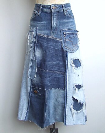 Patchworkowa spódnica jeans r.40, AnitaPalmerArt