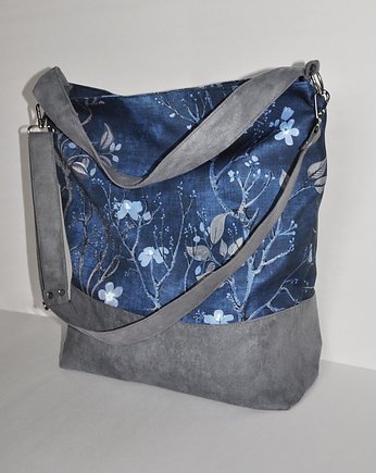 Torba hobo XL - print kwiat wiśni, PRACOWNIA 166