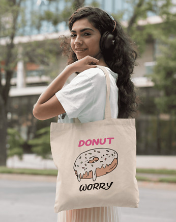 Donut worry torba bawełniana eco, EvienArt