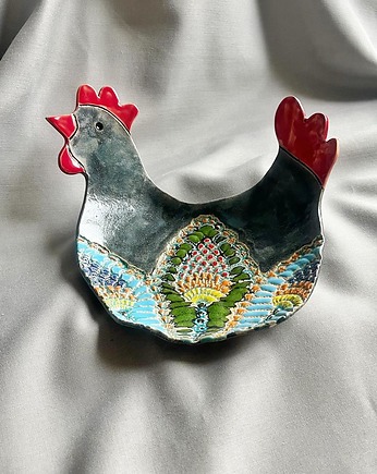 Czarna kura ceramiczna talerzyk L1, Gleeme