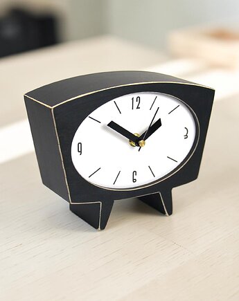 Cichy zegar drewniany CZARNY, Clock Wood Studio