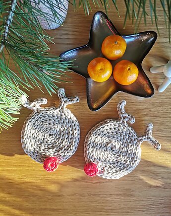 Świąteczne podkładki renifery 2 szt., ozdobne podstawki pod kubek, Lana Design