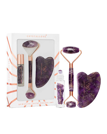 CRYSTALLOVE Amethyst beauty set : roller + gua sha, CRYSTALLOVE