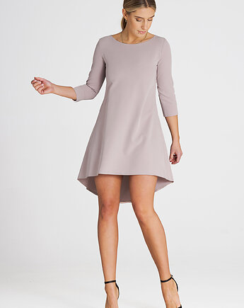 Elegancka sukienka midi rozkloszowana z rękawem 3/4 i okrągłym dekoltem - M988, FIGL