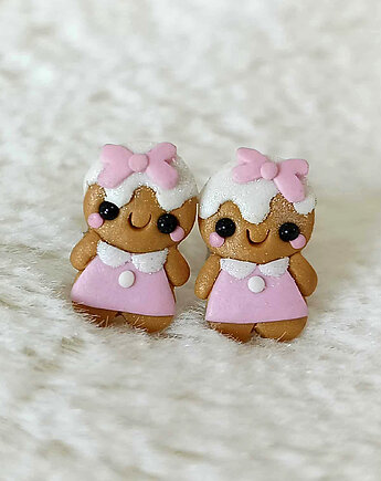 Różowe świąteczne kolczyki pierniczki, OMIFIMO