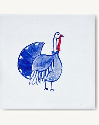 Indyk namalowany na kafelku, AZUL kafelki
