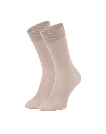 Beżowe skarpetki,  klasyczne skarpetki  bawełniane BASIC - CAFFE LATTE, ZOOKSY