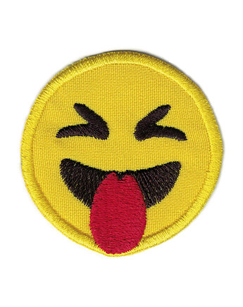 Naszywka termoprzylepna na odzież haftowana EMOJI Z JĘZYKIEM 5,5cm, Wyszywane