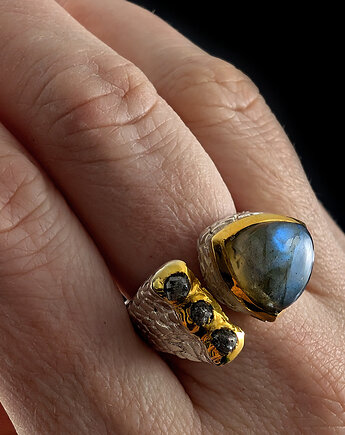 Pierścionek Diamenty z labradorytem, Pracownia Neores