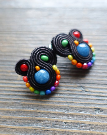 Kolorowe Lentinki- kolczyki soutache, Mró Soutache