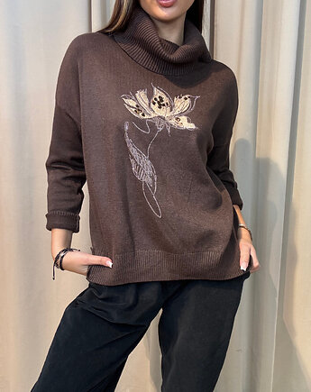 Sweter kwiat Marrone, SOLO moda