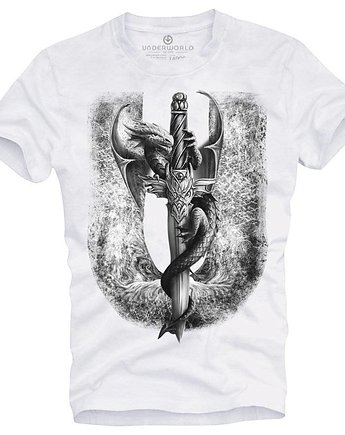 T-shirt męski UNDERWORLD Dragon biały, UNDERWORLD