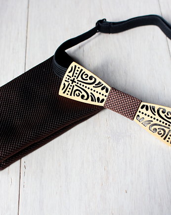 Zestaw z drewnianą muszką MINI FOLK brąz, EkoCraft