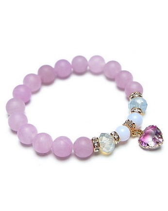 Blue and lavender /heart/ - bransoletka  /29-12-24/, KiKa pracownia