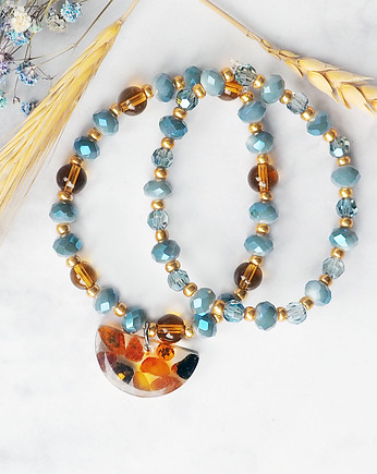 BRANSOLETKI Z ZAWIESZKĄ golden amber, silvella