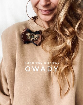 Brosza z cudnym Owadem z kryształków New Jesień, Pudrowy Różowy