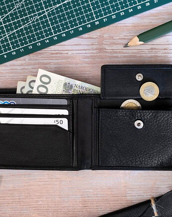 Czarny Minimalistyczny Portfel Męski Slim Wallet Skóra Licowa SH-3165, Belveder