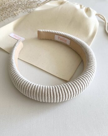 Sztruksowa opaska na gąbce Off-white z jasną tasiemką, Volie Line