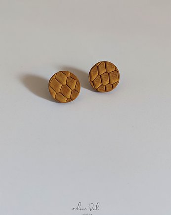 MINI GAJA urocze żółte musztardowe kolczyki ze skóry naturalnej wąż, Malena Dul