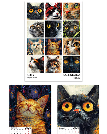 Kalendarz 2026 Koty 15x21,13x18,10x15 cm, JBJart Justyna Jaszke