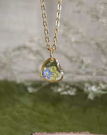 Zawieszka z prawdziwym kwiatem wisiorek niezapominajka, zkwiatem