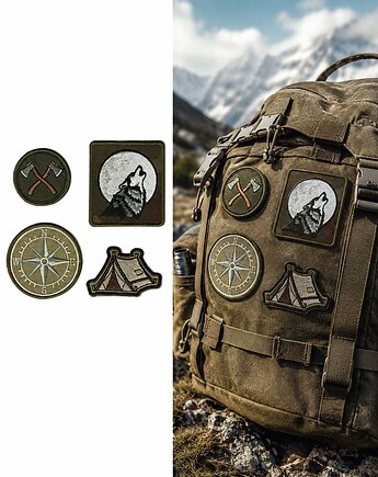 Naszywki termoprzylepne outdoor survival bushcraft 4 szt zestaw, Wyszywane