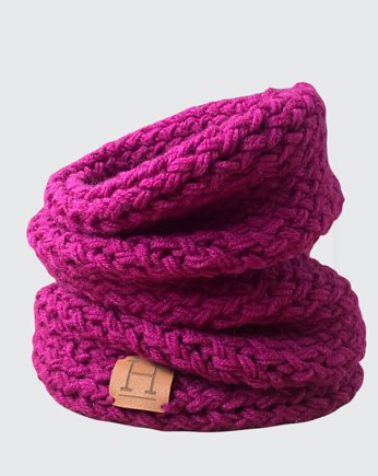 Komin z wełny merynosa handmade Różowy, HisOutfit