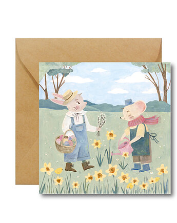 Wiosenny spacer - kartka wielkanocna, HI LITTLE