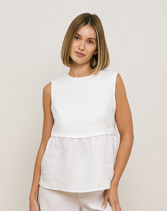 Bluzka lniana biała, cisza kolektyw